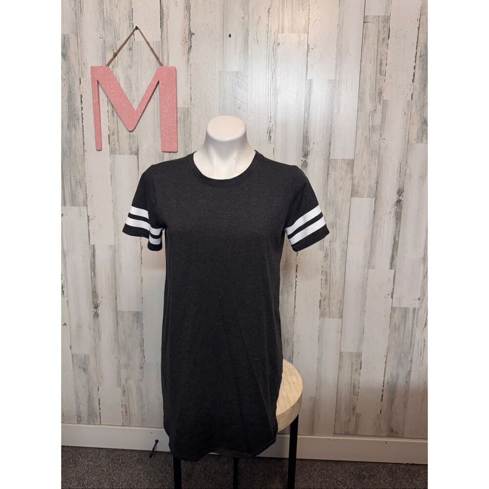 Forever 21 Black Varsity Stripe T Shirt Dress Medium